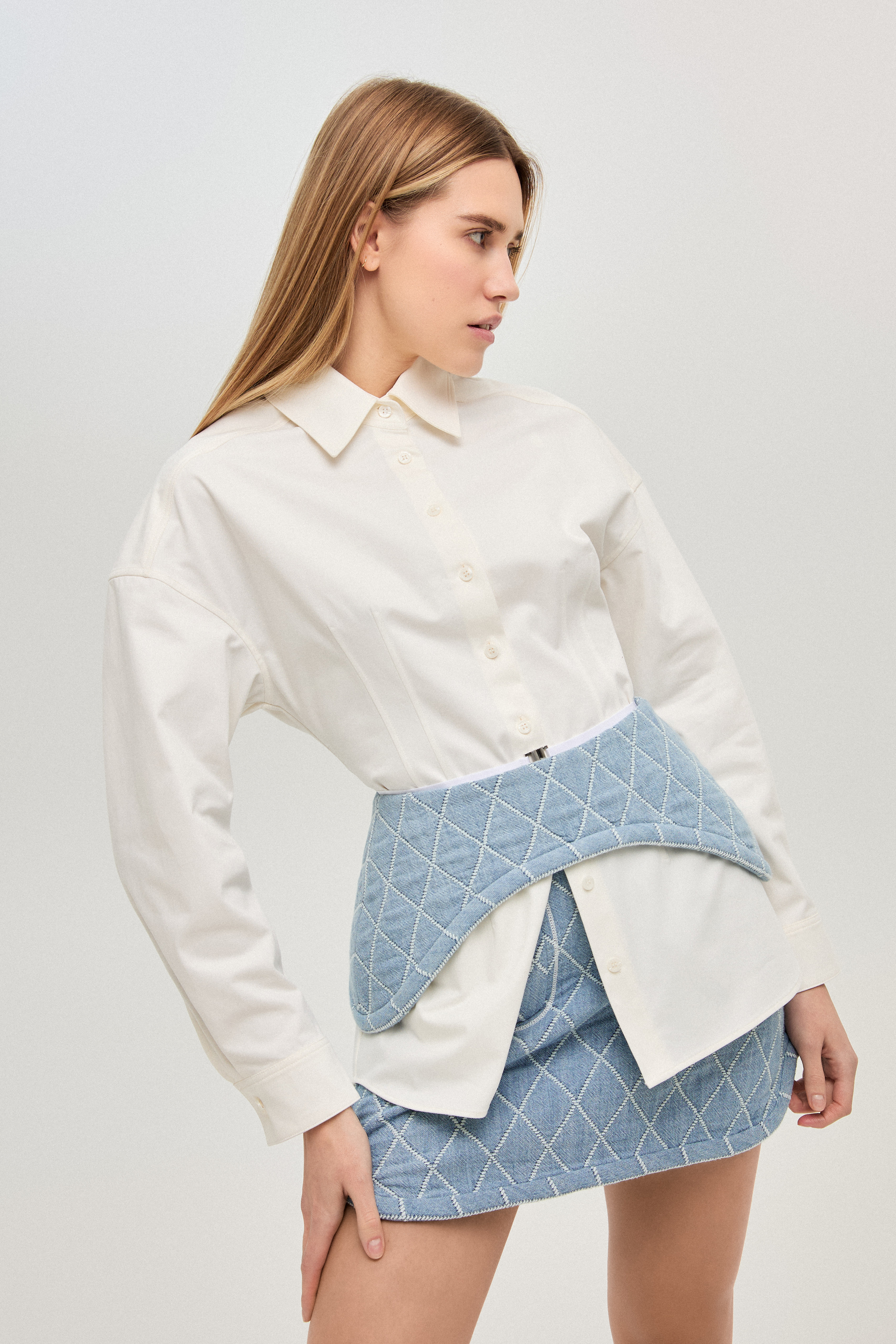 DENIM PIQUE MINI SKIRT